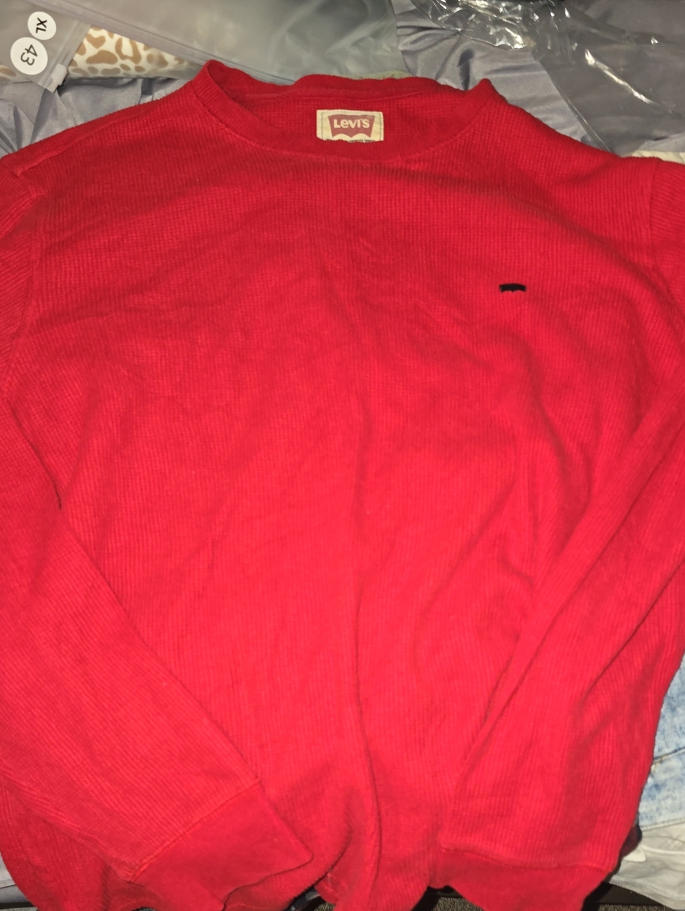 Levi's Men's Red Crewneck Sweater with Subtle Logo